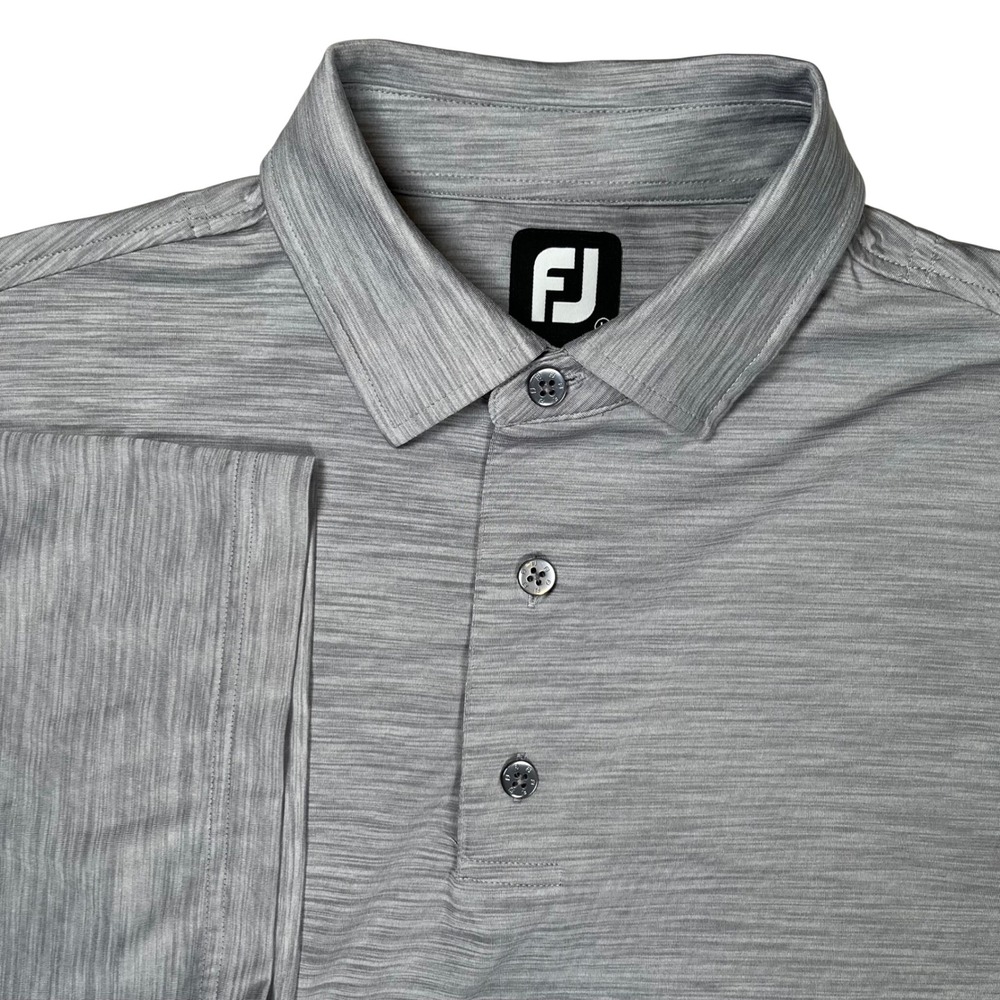 FootJoy Polo Shirt Mens Large Grey Heathered Performance Stretch Short Sleeve